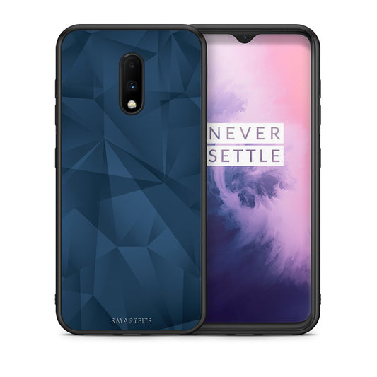 Θήκη OnePlus 7 Blue Abstract Geometric από τη Smartfits με σχέδιο στο πίσω μέρος και μαύρο περίβλημα | OnePlus 7 Blue Abstract Geometric case with colorful back and black bezels