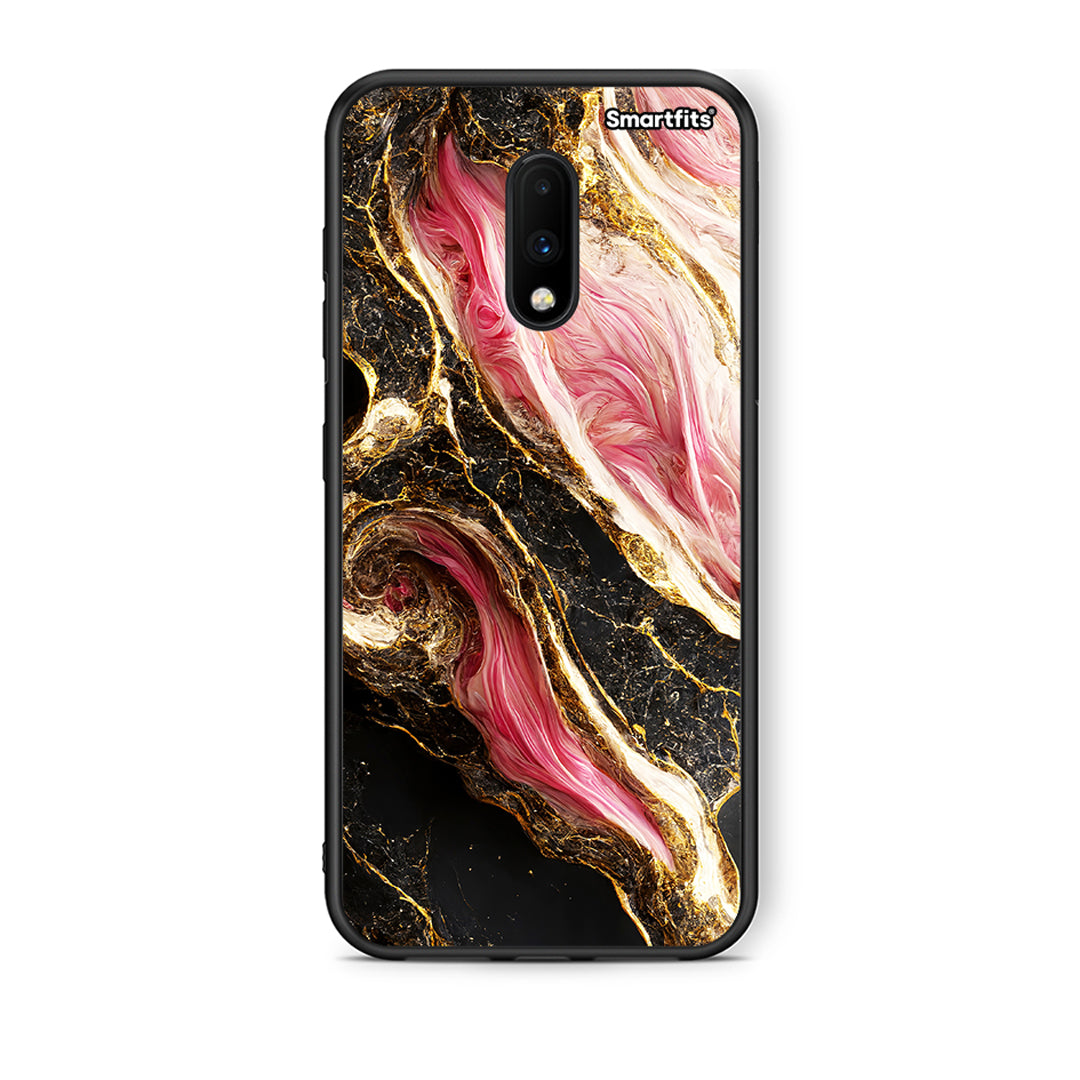 OnePlus 7 Glamorous Pink Marble θήκη από τη Smartfits με σχέδιο στο πίσω μέρος και μαύρο περίβλημα | Smartphone case with colorful back and black bezels by Smartfits