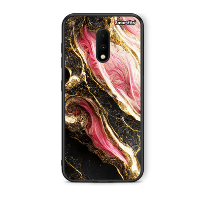 OnePlus 7 Glamorous Pink Marble θήκη από τη Smartfits με σχέδιο στο πίσω μέρος και μαύρο περίβλημα | Smartphone case with colorful back and black bezels by Smartfits