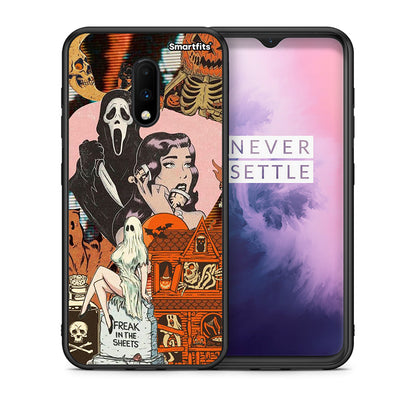 Θήκη OnePlus 7 Halloween Collage από τη Smartfits με σχέδιο στο πίσω μέρος και μαύρο περίβλημα | OnePlus 7 Halloween Collage case with colorful back and black bezels