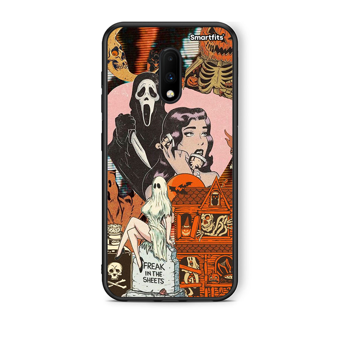OnePlus 7 Halloween Collage Θήκη από τη Smartfits με σχέδιο στο πίσω μέρος και μαύρο περίβλημα | Smartphone case with colorful back and black bezels by Smartfits