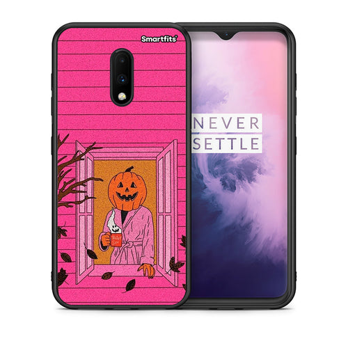 Θήκη OnePlus 7 Halloween Pumpkin Lady από τη Smartfits με σχέδιο στο πίσω μέρος και μαύρο περίβλημα | OnePlus 7 Halloween Pumpkin Lady case with colorful back and black bezels