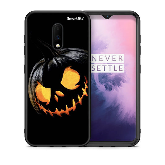 Θήκη OnePlus 7 Halloween Scary Pumpkin από τη Smartfits με σχέδιο στο πίσω μέρος και μαύρο περίβλημα | OnePlus 7 Halloween Scary Pumpkin case with colorful back and black bezels
