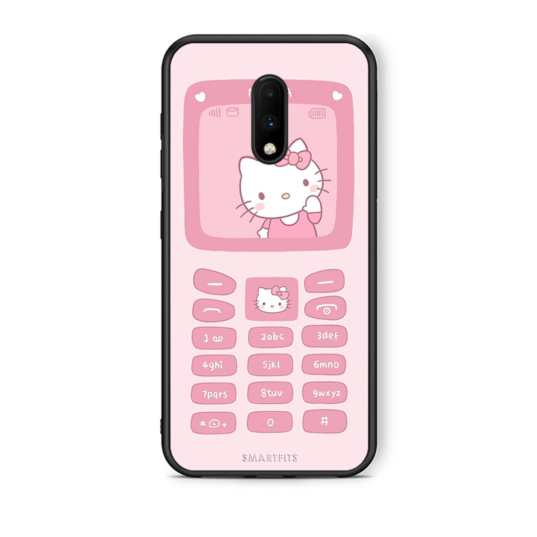 OnePlus 7 Hello Kitten Θήκη Αγίου Βαλεντίνου από τη Smartfits με σχέδιο στο πίσω μέρος και μαύρο περίβλημα | Smartphone case with colorful back and black bezels by Smartfits
