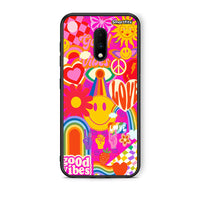 Thumbnail for OnePlus 7 Hippie Love θήκη από τη Smartfits με σχέδιο στο πίσω μέρος και μαύρο περίβλημα | Smartphone case with colorful back and black bezels by Smartfits