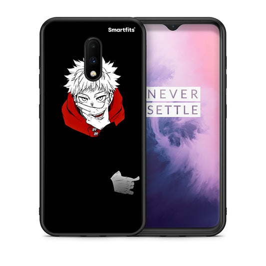 Θήκη OnePlus 7 Itadori Anime από τη Smartfits με σχέδιο στο πίσω μέρος και μαύρο περίβλημα | OnePlus 7 Itadori Anime case with colorful back and black bezels