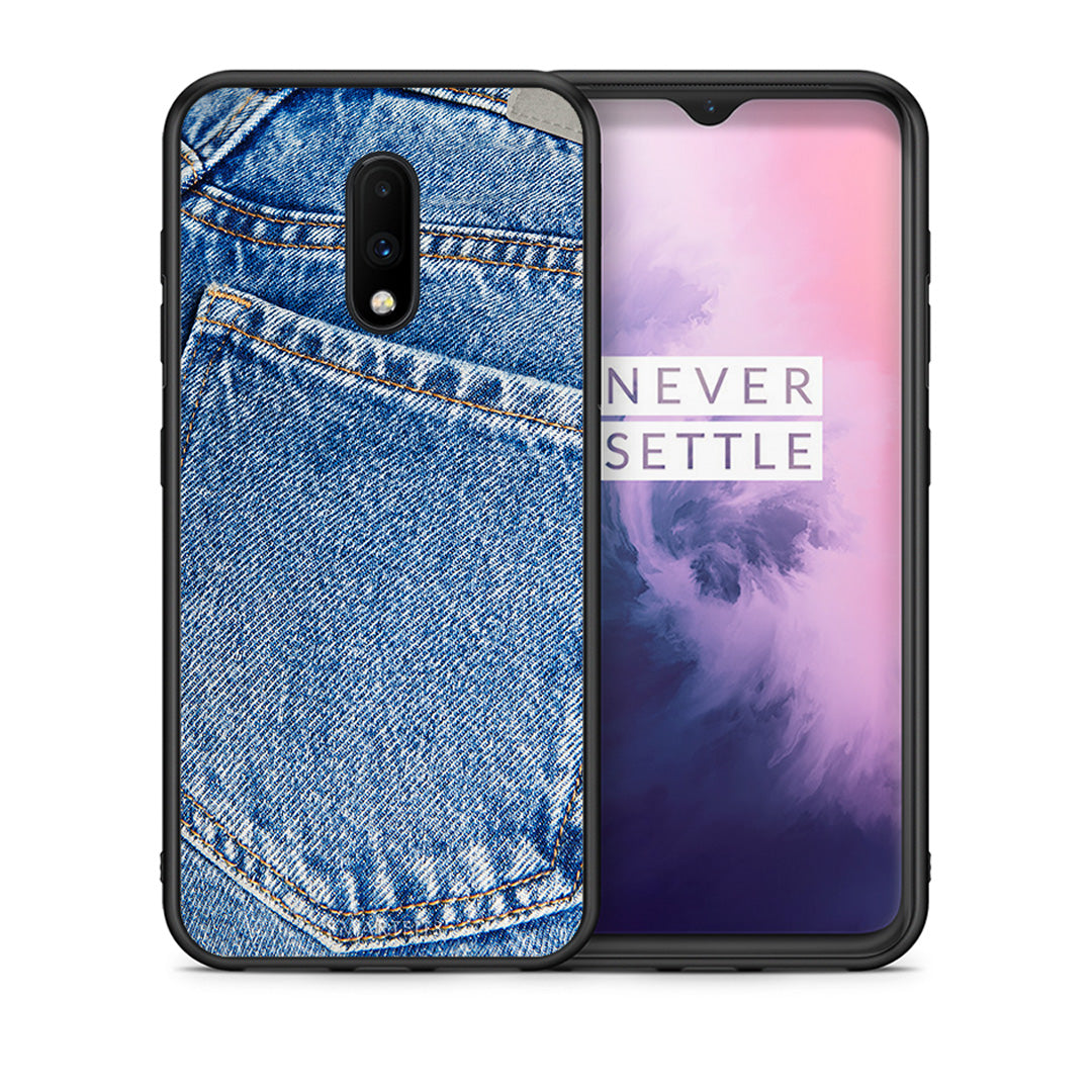 Θήκη OnePlus 7 Jeans Pocket από τη Smartfits με σχέδιο στο πίσω μέρος και μαύρο περίβλημα | OnePlus 7 Jeans Pocket case with colorful back and black bezels
