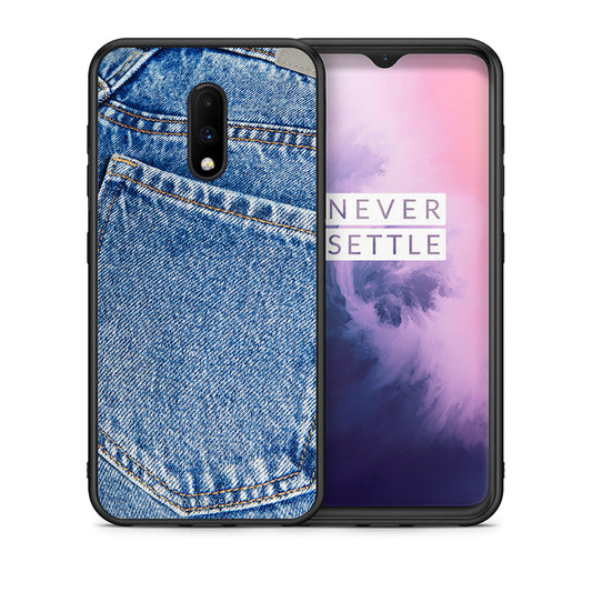 Θήκη OnePlus 7 Jeans Pocket από τη Smartfits με σχέδιο στο πίσω μέρος και μαύρο περίβλημα | OnePlus 7 Jeans Pocket case with colorful back and black bezels
