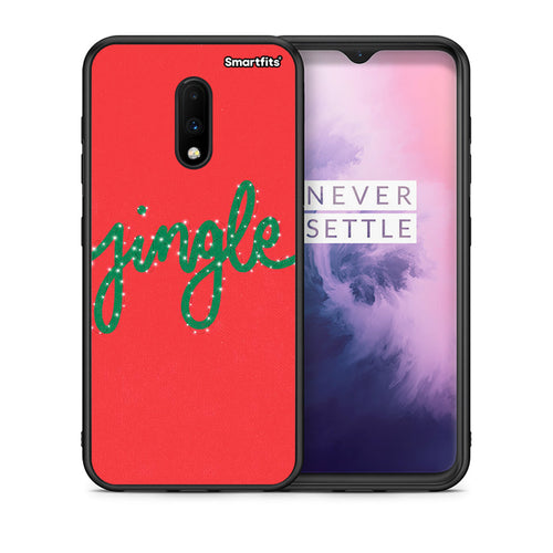 Θήκη OnePlus 7 Jingle Xmas από τη Smartfits με σχέδιο στο πίσω μέρος και μαύρο περίβλημα | OnePlus 7 Jingle Xmas case with colorful back and black bezels