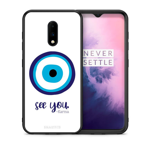 Θήκη OnePlus 7 Karma Says από τη Smartfits με σχέδιο στο πίσω μέρος και μαύρο περίβλημα | OnePlus 7 Karma Says case with colorful back and black bezels