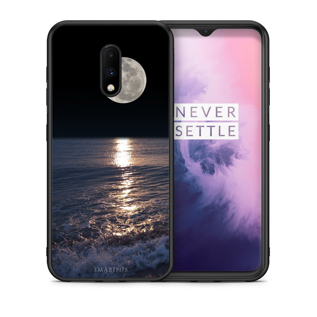 Θήκη OnePlus 7 Moon Landscape από τη Smartfits με σχέδιο στο πίσω μέρος και μαύρο περίβλημα | OnePlus 7 Moon Landscape case with colorful back and black bezels