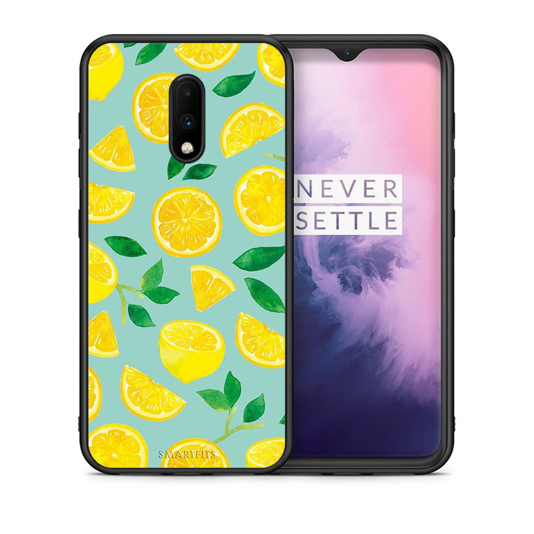 Θήκη OnePlus 7 Lemons από τη Smartfits με σχέδιο στο πίσω μέρος και μαύρο περίβλημα | OnePlus 7 Lemons case with colorful back and black bezels