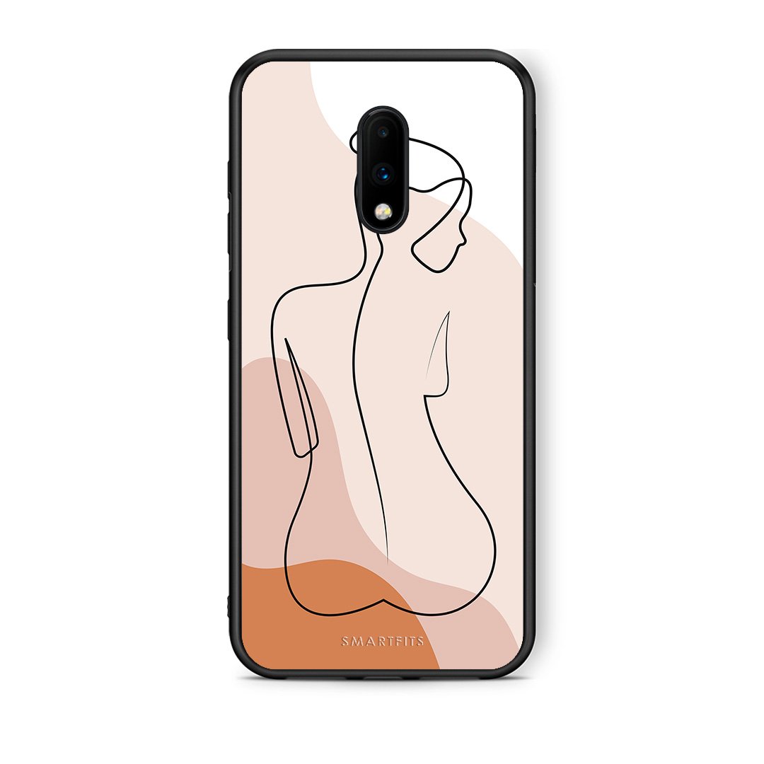 OnePlus 7 LineArt Woman θήκη από τη Smartfits με σχέδιο στο πίσω μέρος και μαύρο περίβλημα | Smartphone case with colorful back and black bezels by Smartfits