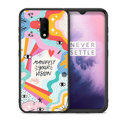 Θήκη OnePlus 7 Manifest Your Vision από τη Smartfits με σχέδιο στο πίσω μέρος και μαύρο περίβλημα | OnePlus 7 Manifest Your Vision case with colorful back and black bezels