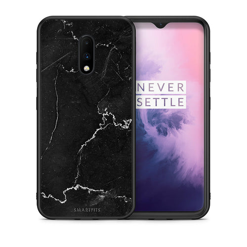 Θήκη OnePlus 7 Marble Black από τη Smartfits με σχέδιο στο πίσω μέρος και μαύρο περίβλημα | OnePlus 7 Marble Black case with colorful back and black bezels