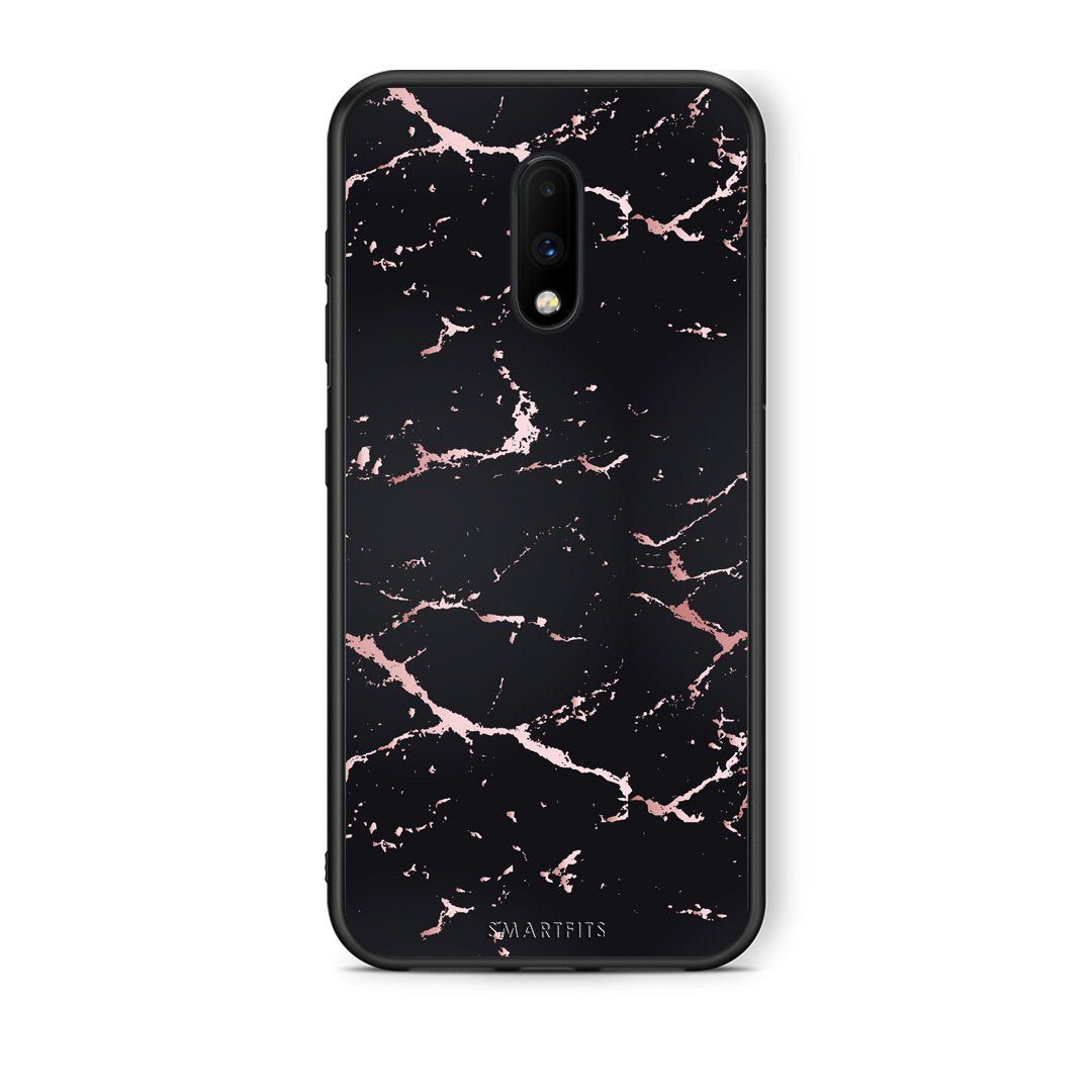 4 - OnePlus 7 Black Rosegold Marble case, cover, bumper