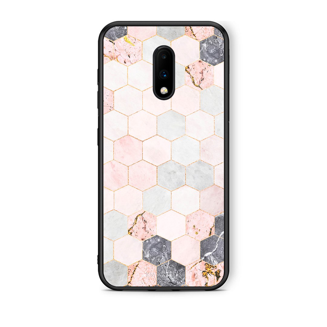 4 - OnePlus 7 Hexagon Pink Marble case, cover, bumper