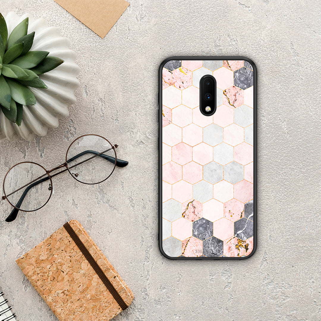 Marble Hexagon Pink - OnePlus 7 θήκη