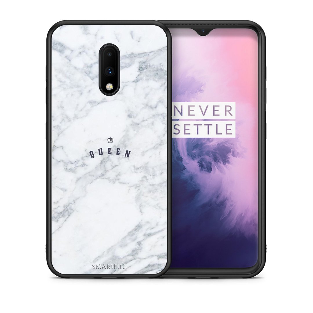 Θήκη OnePlus 7 Queen Marble από τη Smartfits με σχέδιο στο πίσω μέρος και μαύρο περίβλημα | OnePlus 7 Queen Marble case with colorful back and black bezels