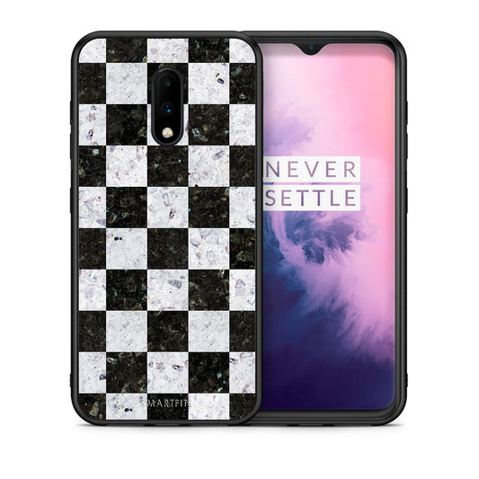 Θήκη OnePlus 7 Square Geometric Marble από τη Smartfits με σχέδιο στο πίσω μέρος και μαύρο περίβλημα | OnePlus 7 Square Geometric Marble case with colorful back and black bezels