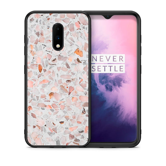 Θήκη OnePlus 7 Marble Terrazzo από τη Smartfits με σχέδιο στο πίσω μέρος και μαύρο περίβλημα | OnePlus 7 Marble Terrazzo case with colorful back and black bezels