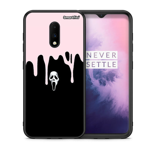 Θήκη OnePlus 7 Melting Halloween Mask από τη Smartfits με σχέδιο στο πίσω μέρος και μαύρο περίβλημα | OnePlus 7 Melting Halloween Mask case with colorful back and black bezels