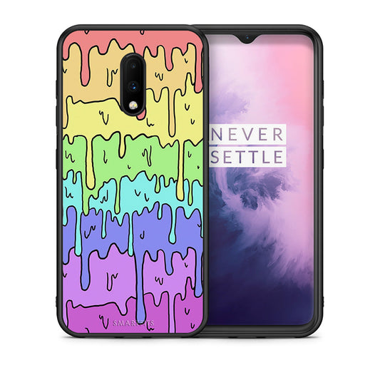 Θήκη OnePlus 7 Melting Rainbow από τη Smartfits με σχέδιο στο πίσω μέρος και μαύρο περίβλημα | OnePlus 7 Melting Rainbow case with colorful back and black bezels