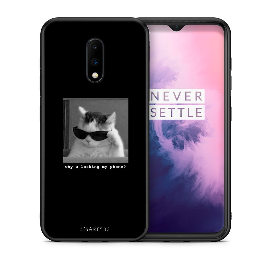 Θήκη OnePlus 7 Meme Cat από τη Smartfits με σχέδιο στο πίσω μέρος και μαύρο περίβλημα | OnePlus 7 Meme Cat case with colorful back and black bezels