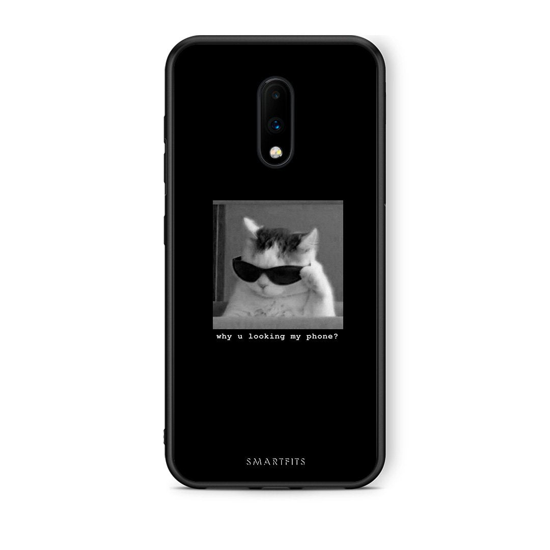 OnePlus 7 Meme Cat θήκη από τη Smartfits με σχέδιο στο πίσω μέρος και μαύρο περίβλημα | Smartphone case with colorful back and black bezels by Smartfits