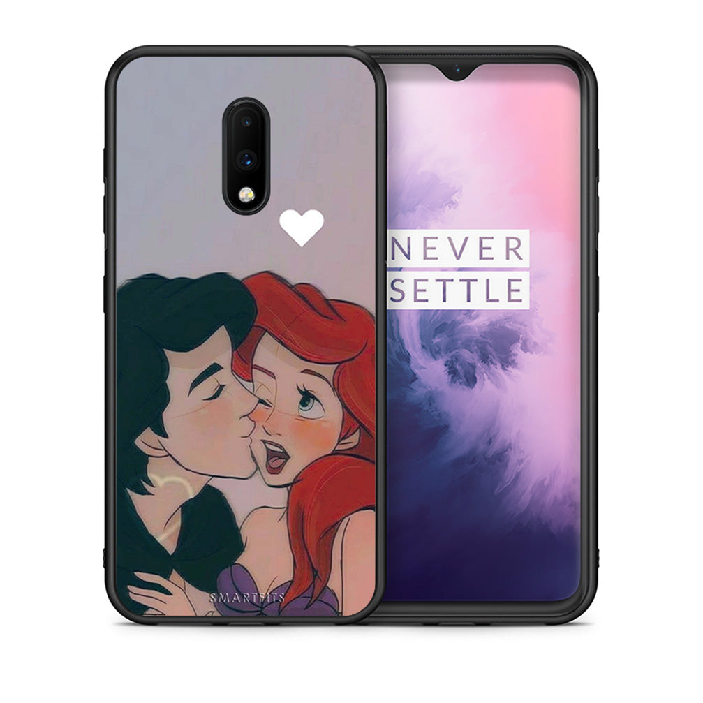 Θήκη Αγίου Βαλεντίνου OnePlus 7 Mermaid Love από τη Smartfits με σχέδιο στο πίσω μέρος και μαύρο περίβλημα | OnePlus 7 Mermaid Love case with colorful back and black bezels