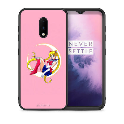 Θήκη OnePlus 7 Moon Girl από τη Smartfits με σχέδιο στο πίσω μέρος και μαύρο περίβλημα | OnePlus 7 Moon Girl case with colorful back and black bezels