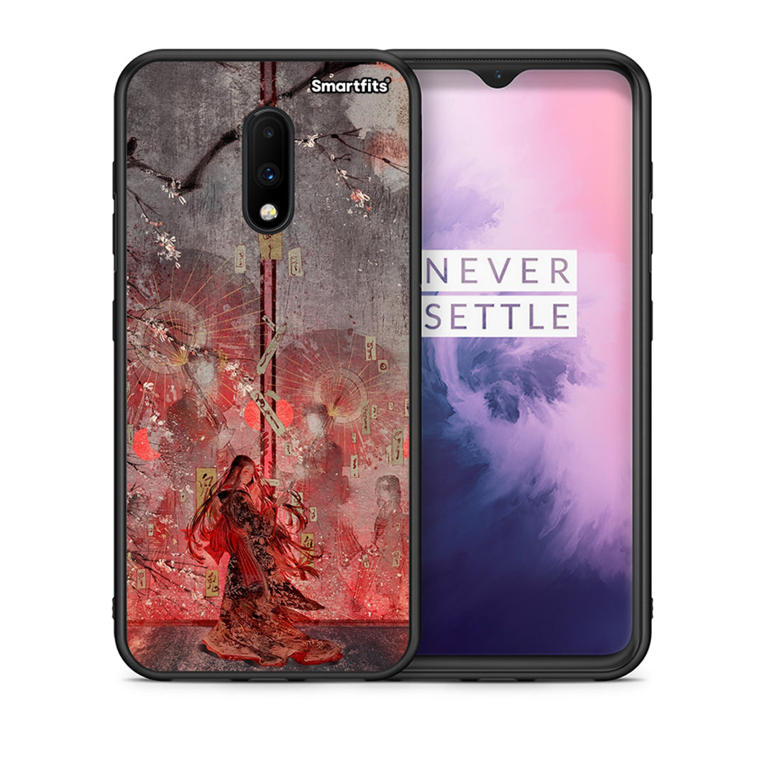 Θήκη OnePlus 7 Nezuko Kamado από τη Smartfits με σχέδιο στο πίσω μέρος και μαύρο περίβλημα | OnePlus 7 Nezuko Kamado case with colorful back and black bezels