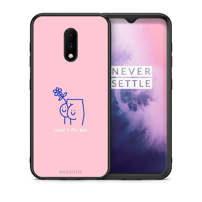 Θήκη OnePlus 7 Nice Day από τη Smartfits με σχέδιο στο πίσω μέρος και μαύρο περίβλημα | OnePlus 7 Nice Day case with colorful back and black bezels