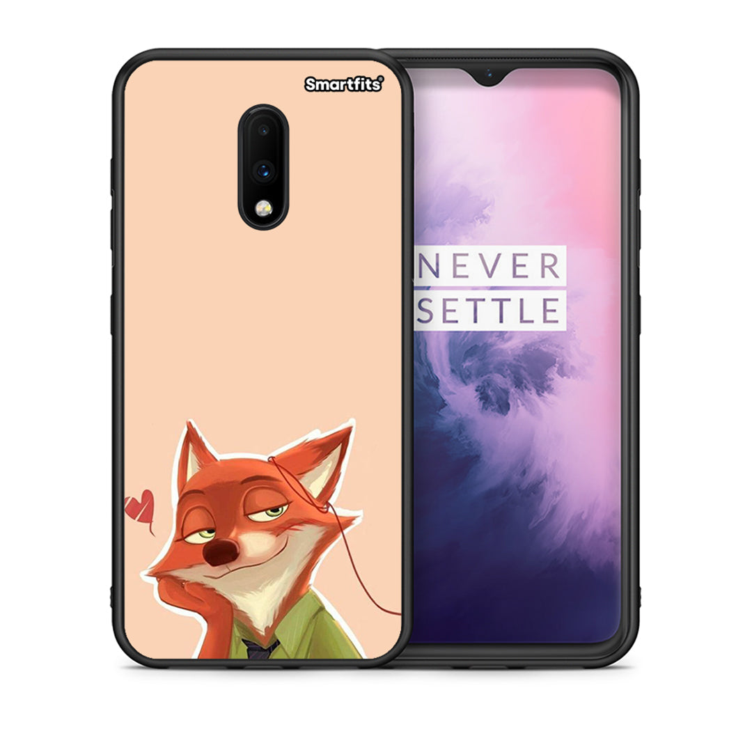 Θήκη OnePlus 7 Nick Wilde And Judy Hopps Love 1 από τη Smartfits με σχέδιο στο πίσω μέρος και μαύρο περίβλημα | OnePlus 7 Nick Wilde And Judy Hopps Love 1 case with colorful back and black bezels