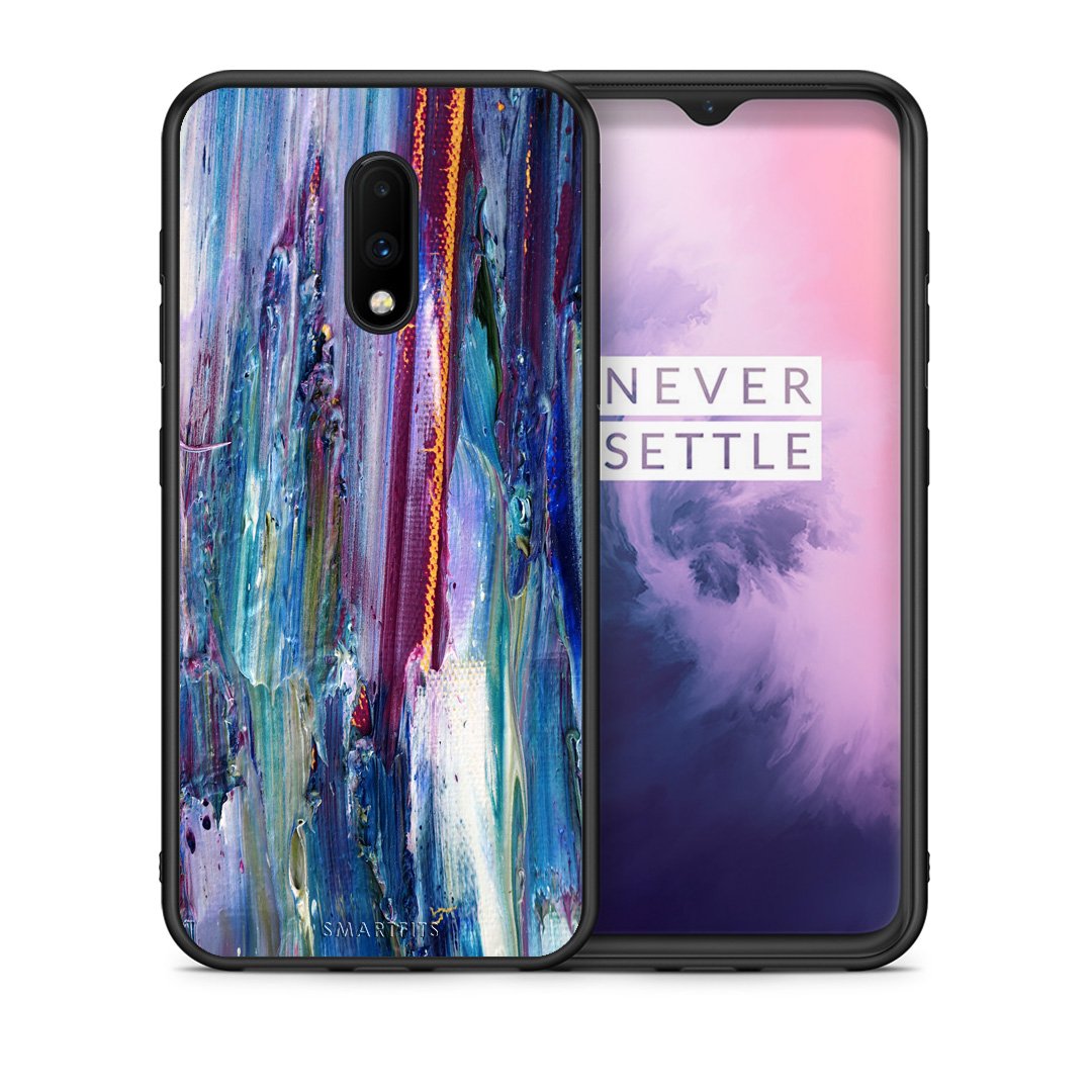 Θήκη OnePlus 7 Winter Paint από τη Smartfits με σχέδιο στο πίσω μέρος και μαύρο περίβλημα | OnePlus 7 Winter Paint case with colorful back and black bezels