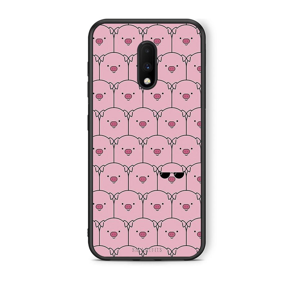OnePlus 7 Pig Glasses θήκη από τη Smartfits με σχέδιο στο πίσω μέρος και μαύρο περίβλημα | Smartphone case with colorful back and black bezels by Smartfits
