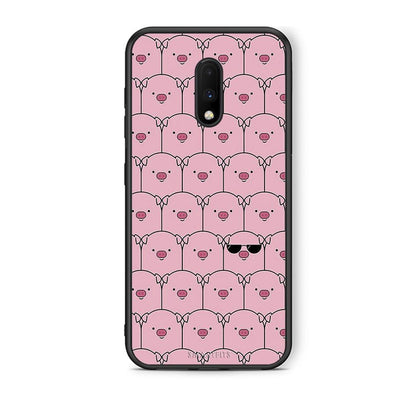 OnePlus 7 Pig Glasses θήκη από τη Smartfits με σχέδιο στο πίσω μέρος και μαύρο περίβλημα | Smartphone case with colorful back and black bezels by Smartfits
