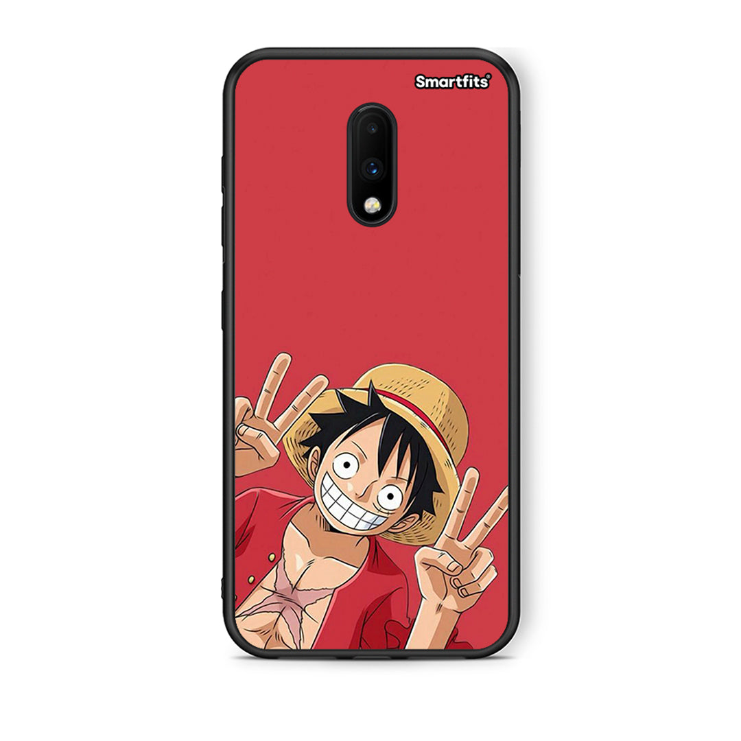 OnePlus 7 Pirate Luffy Θήκη από τη Smartfits με σχέδιο στο πίσω μέρος και μαύρο περίβλημα | Smartphone case with colorful back and black bezels by Smartfits