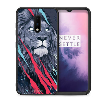 Θήκη OnePlus 7 Lion Designer PopArt από τη Smartfits με σχέδιο στο πίσω μέρος και μαύρο περίβλημα | OnePlus 7 Lion Designer PopArt case with colorful back and black bezels