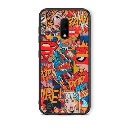 OnePlus 7 PopArt OMG θήκη από τη Smartfits με σχέδιο στο πίσω μέρος και μαύρο περίβλημα | Smartphone case with colorful back and black bezels by Smartfits