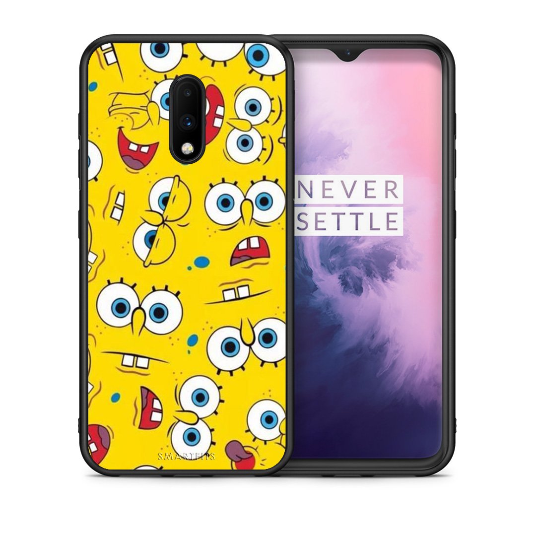 Θήκη OnePlus 7 Sponge PopArt από τη Smartfits με σχέδιο στο πίσω μέρος και μαύρο περίβλημα | OnePlus 7 Sponge PopArt case with colorful back and black bezels