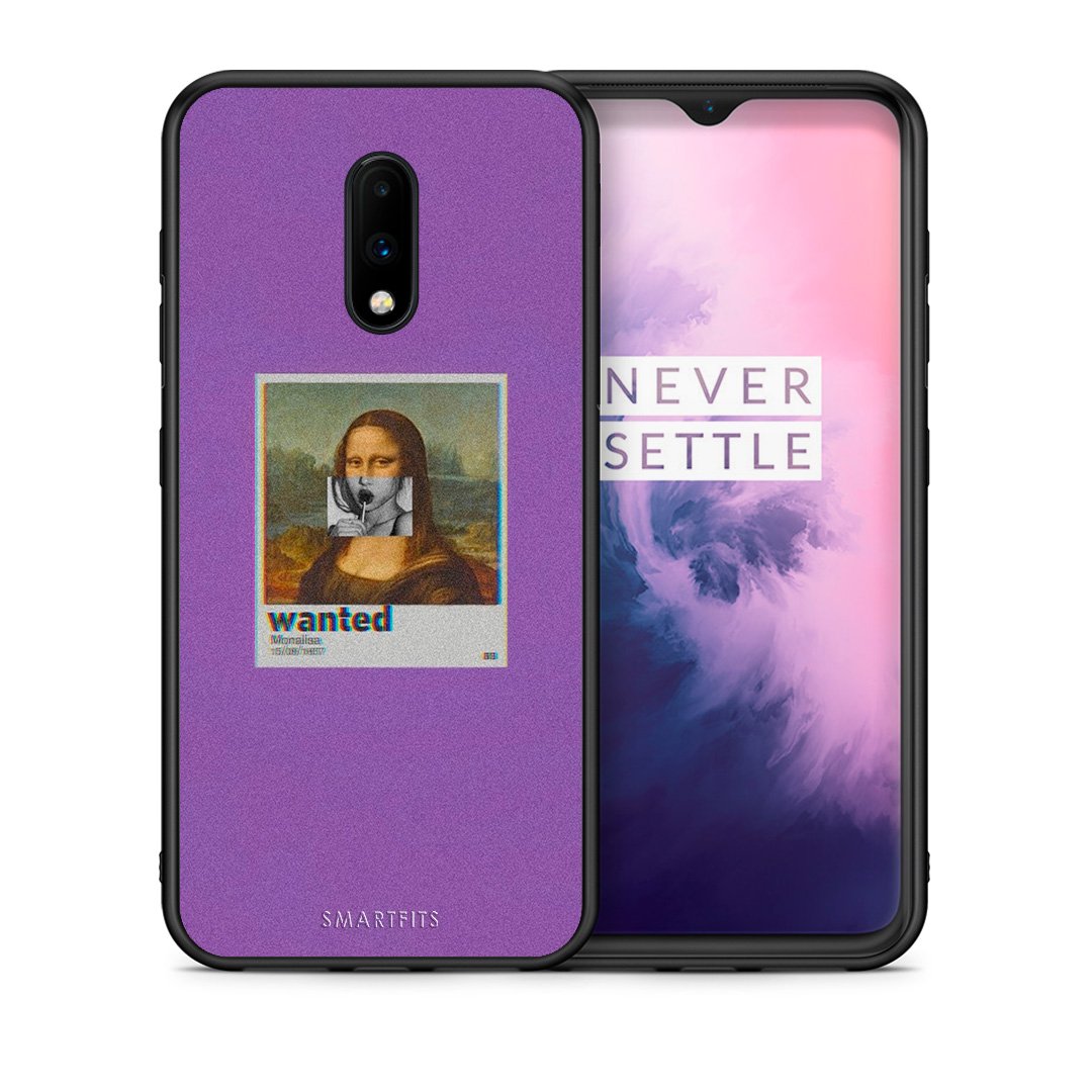Θήκη OnePlus 7 Monalisa Popart από τη Smartfits με σχέδιο στο πίσω μέρος και μαύρο περίβλημα | OnePlus 7 Monalisa Popart case with colorful back and black bezels
