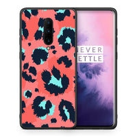 Thumbnail for Θήκη OnePlus 7 Pro Pink Leopard Animal από τη Smartfits με σχέδιο στο πίσω μέρος και μαύρο περίβλημα | OnePlus 7 Pro Pink Leopard Animal case with colorful back and black bezels