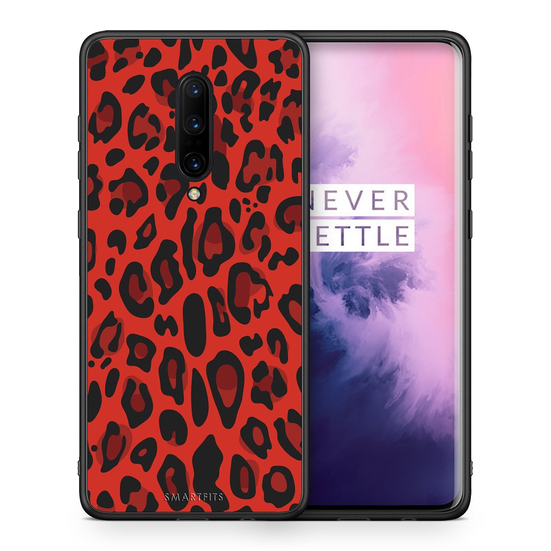 Θήκη OnePlus 7 Pro Red Leopard Animal από τη Smartfits με σχέδιο στο πίσω μέρος και μαύρο περίβλημα | OnePlus 7 Pro Red Leopard Animal case with colorful back and black bezels