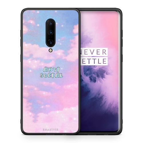 Θήκη Αγίου Βαλεντίνου OnePlus 7 Pro Anti Social από τη Smartfits με σχέδιο στο πίσω μέρος και μαύρο περίβλημα | OnePlus 7 Pro Anti Social case with colorful back and black bezels