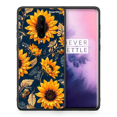 Θήκη OnePlus 7 Pro Autumn Sunflowers από τη Smartfits με σχέδιο στο πίσω μέρος και μαύρο περίβλημα | OnePlus 7 Pro Autumn Sunflowers case with colorful back and black bezels