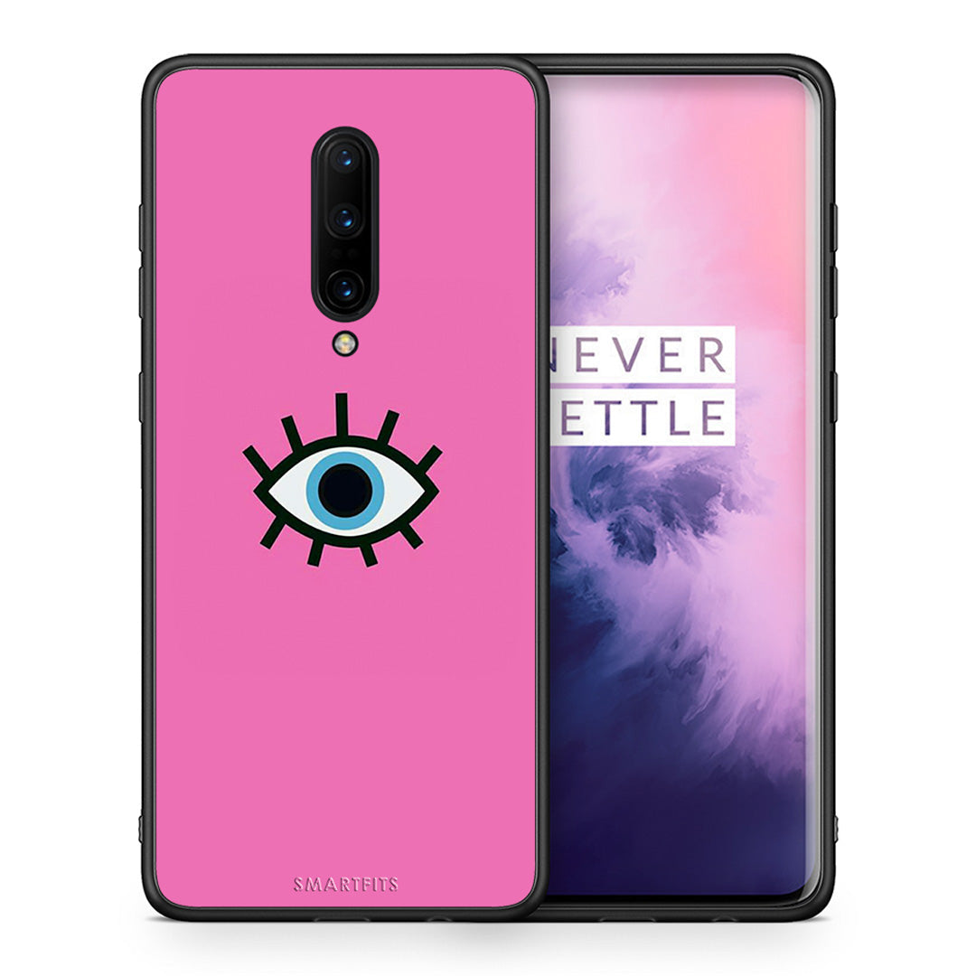 Θήκη OnePlus 7 Pro Blue Eye Pink από τη Smartfits με σχέδιο στο πίσω μέρος και μαύρο περίβλημα | OnePlus 7 Pro Blue Eye Pink case with colorful back and black bezels