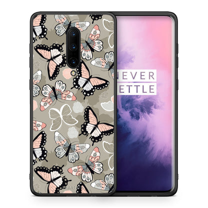 Θήκη OnePlus 7 Pro Butterflies Boho από τη Smartfits με σχέδιο στο πίσω μέρος και μαύρο περίβλημα | OnePlus 7 Pro Butterflies Boho case with colorful back and black bezels