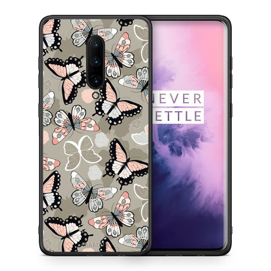 Θήκη OnePlus 7 Pro Butterflies Boho από τη Smartfits με σχέδιο στο πίσω μέρος και μαύρο περίβλημα | OnePlus 7 Pro Butterflies Boho case with colorful back and black bezels