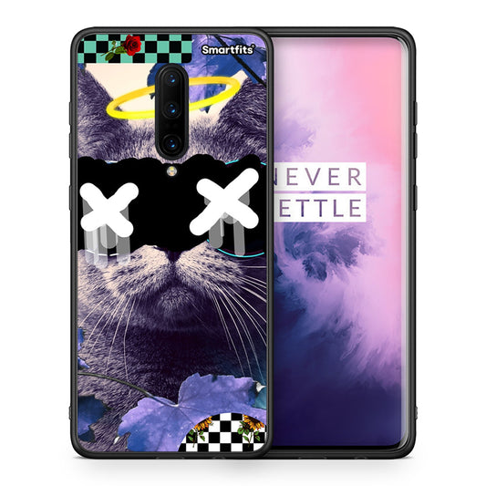 Θήκη OnePlus 7 Pro Cat Collage από τη Smartfits με σχέδιο στο πίσω μέρος και μαύρο περίβλημα | OnePlus 7 Pro Cat Collage case with colorful back and black bezels